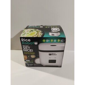 Rice Robot Personal Rice Cooker 4.5 Cup Nonstick w/ Steamer & Recipes